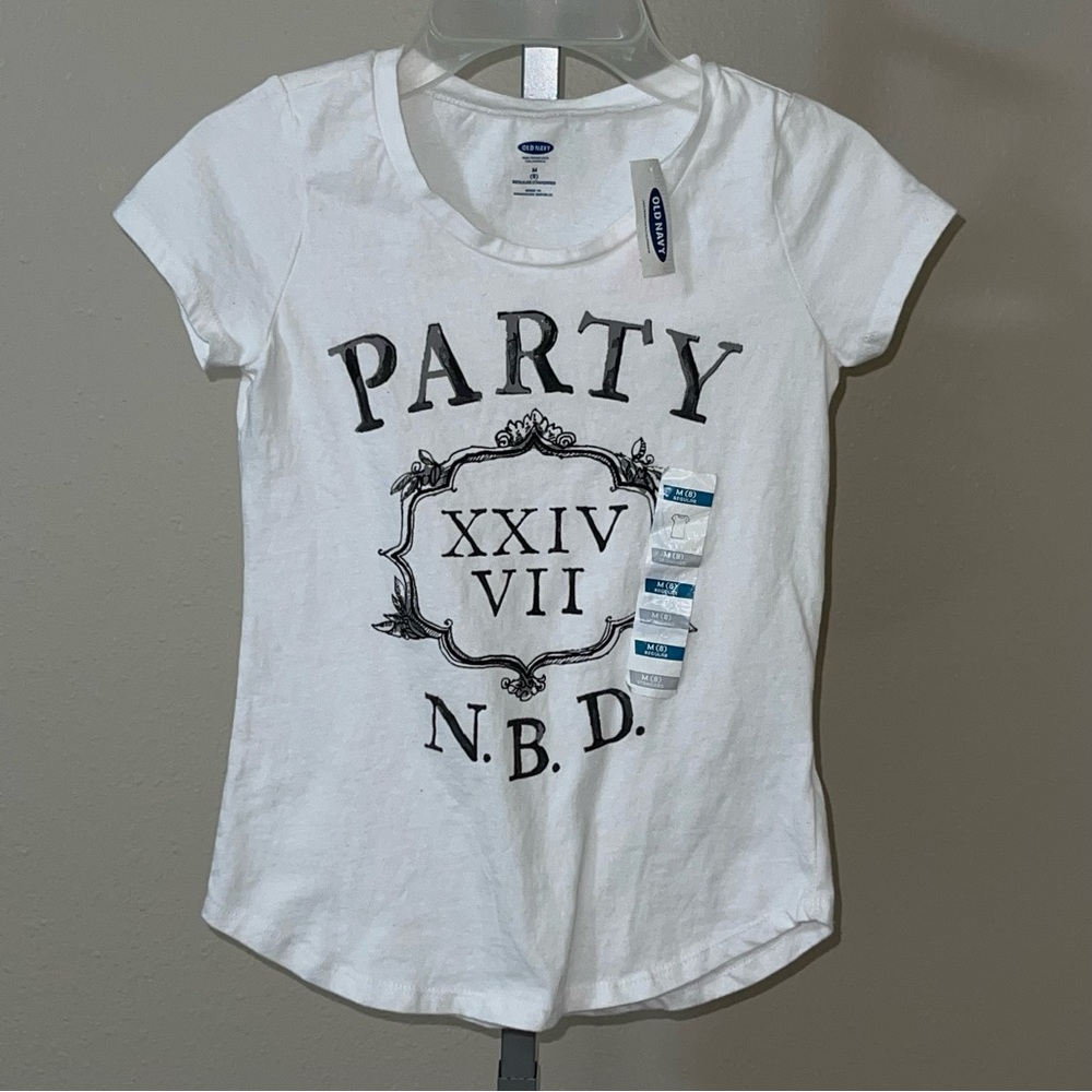 Old Navy Girl’s White Party Short Sleeve Top, Size M (8)